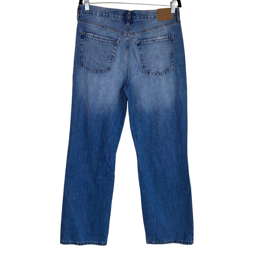 Aeropostale Sz 8 Skater Jeans Relaxed Wide Leg Distressed Ripped Knees Mid Wash - Picture 7 of 16